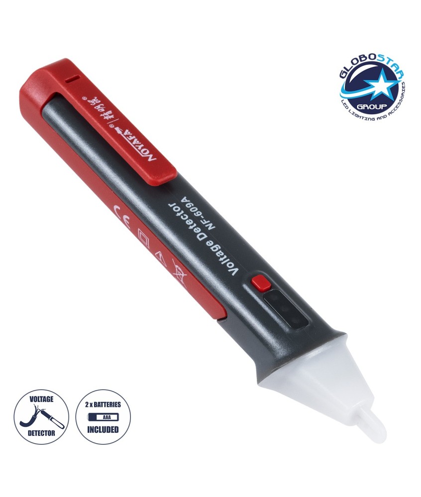 GloboStar 79991 Επαγγελματικός Ανιχνευτής Τάσης ΑC - Voltage Detector Χωρίς Επαφή 50-1000V με Φακό LED - Ένδειξη LED - Ένδειξη Ισχύος Σήματος - Εργαλείο Ηλεκτρολόγου